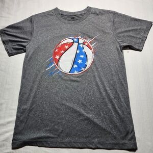 Tek Gear T-Shirt Boys Large Gray USA Red White Blue Basketball Sports Round Neck